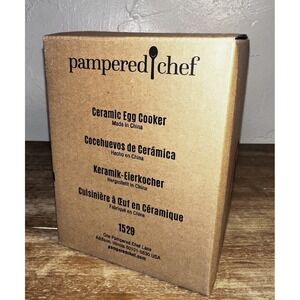 Pampered Chef Ceramic Microwave Egg Cooker W/Lid Silicone Sleeve #1529 Open Box